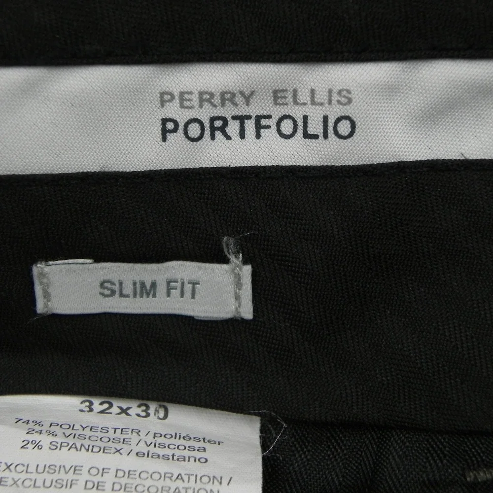 Perry Ellis Portfolio Dress Pants Mens 32x30 Slim Fit Brown Stretch Trousers